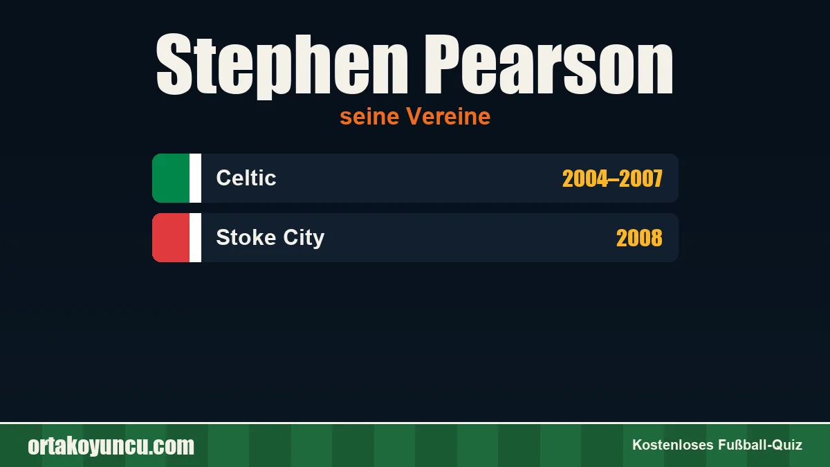 Stephen Pearson: Vereine und Jahre