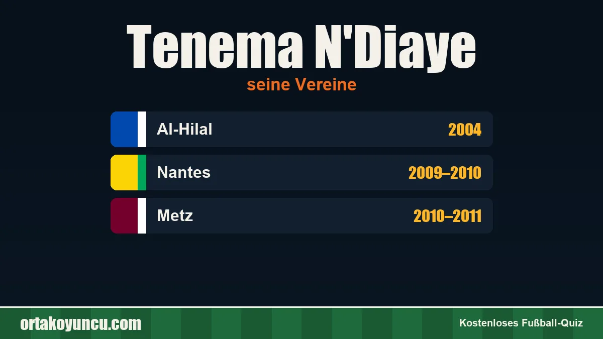 Tenema N'Diaye: Vereine und Jahre
