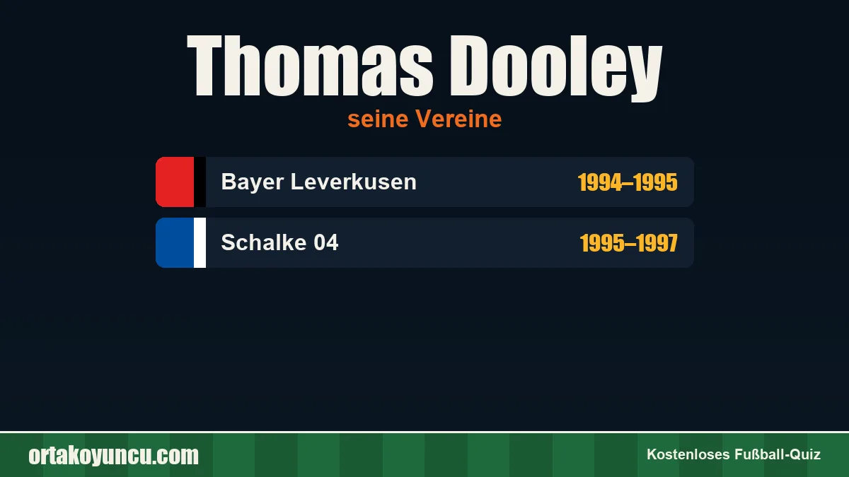 Thomas Dooley: Vereine und Jahre