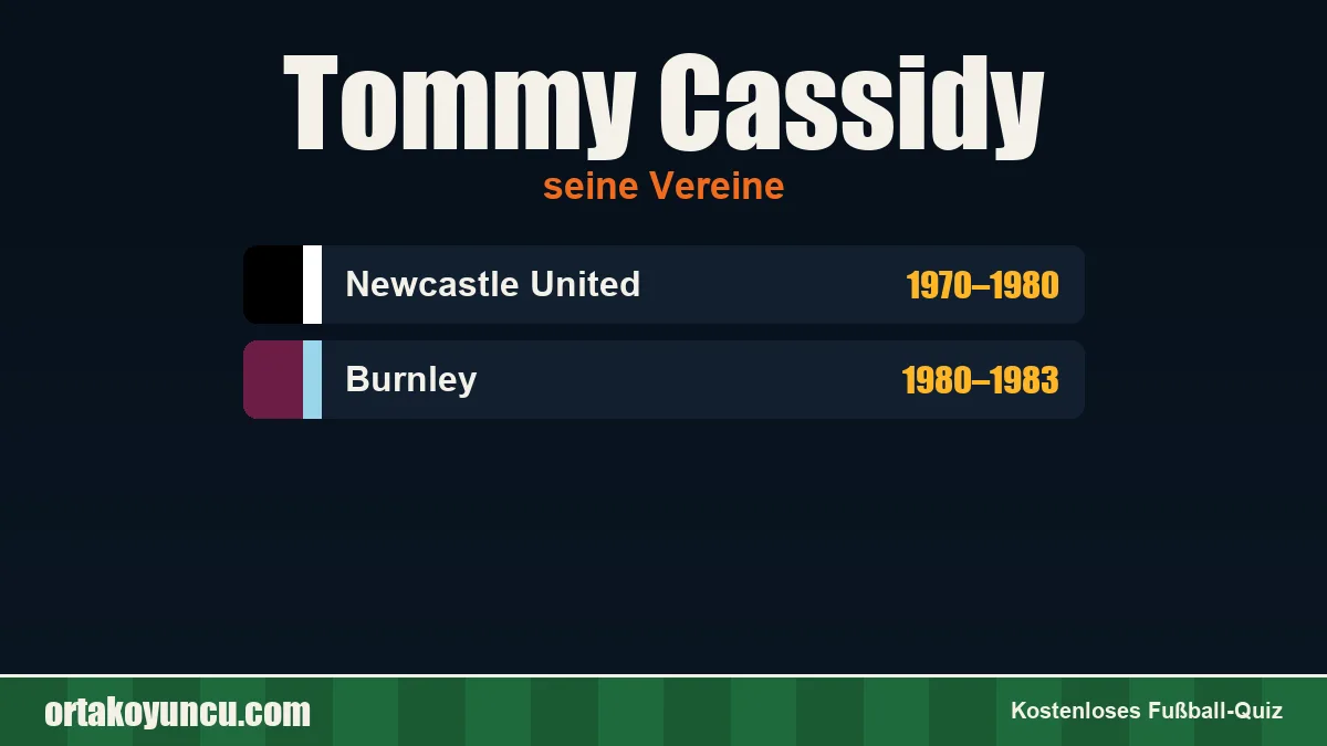 Tommy Cassidy: Vereine und Jahre