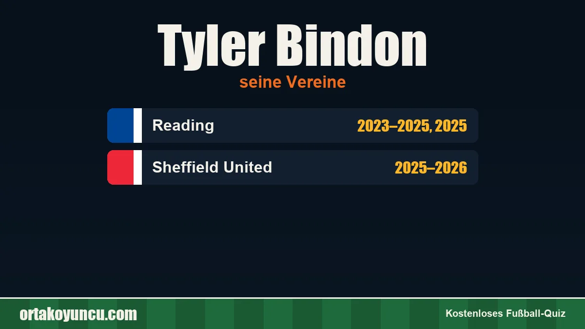 Tyler Bindon: Vereine und Jahre
