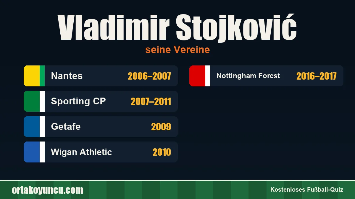 Vladimir Stojković: Vereine und Jahre