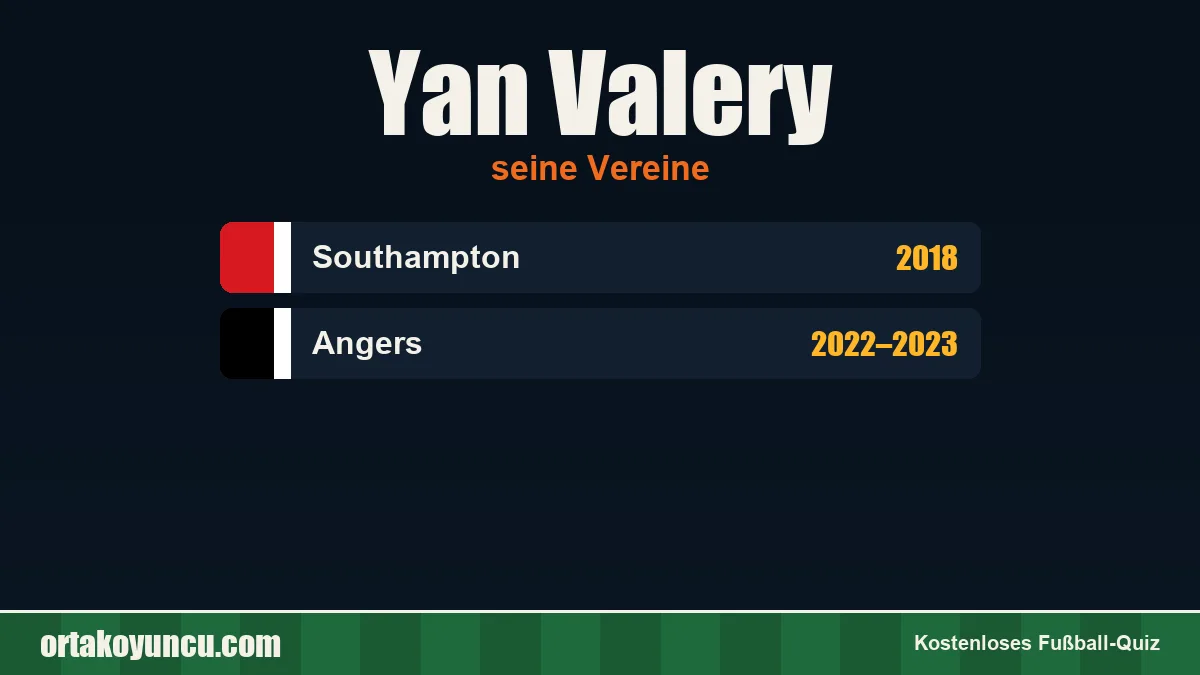 Yan Valery: Vereine und Jahre