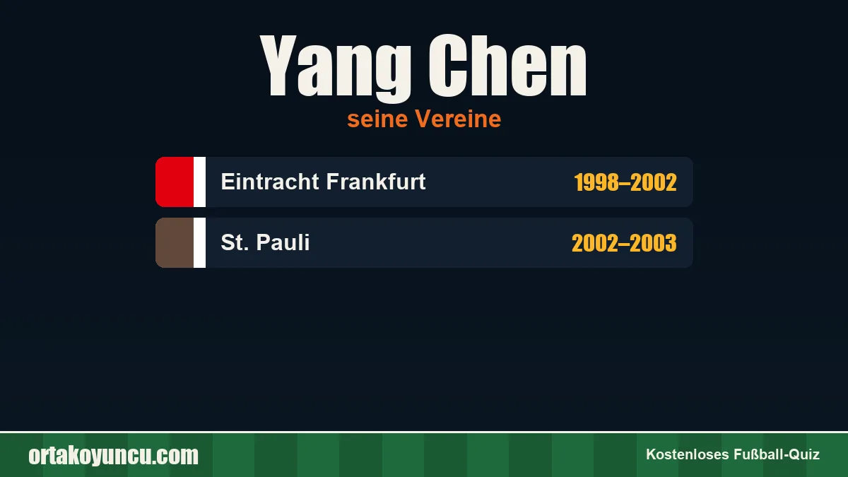 Yang Chen: Vereine und Jahre