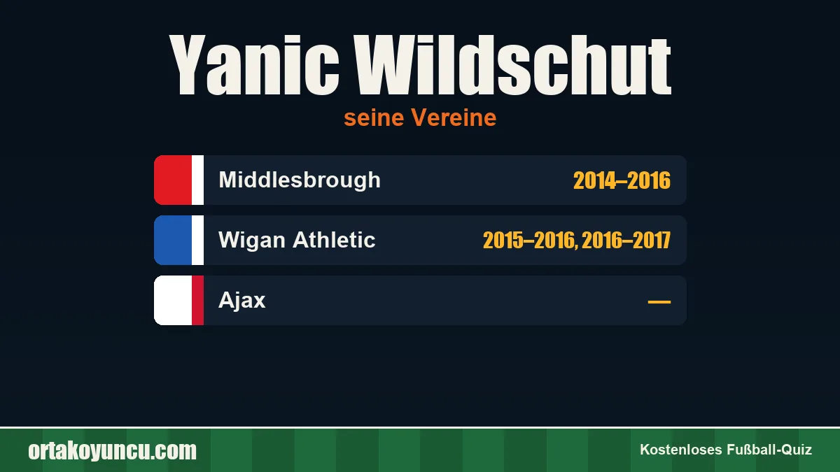 Yanic Wildschut: Vereine und Jahre