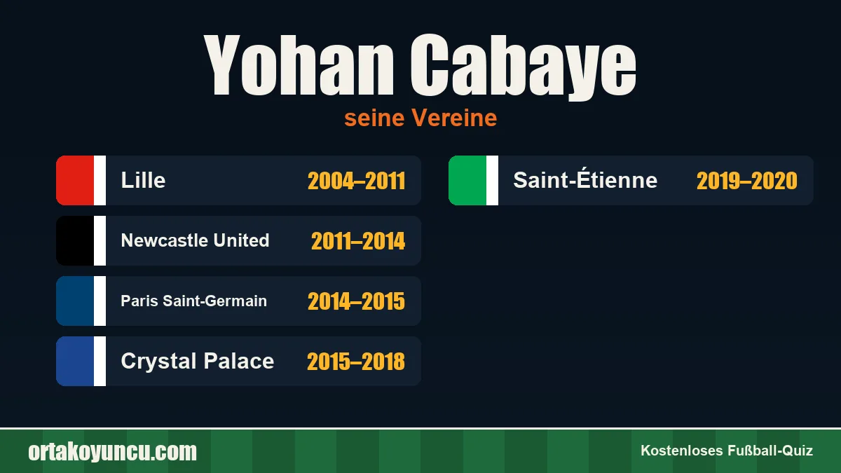 Yohan Cabaye: Vereine und Jahre