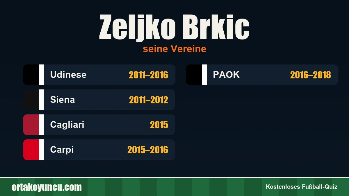 Zeljko Brkic: Vereine und Jahre