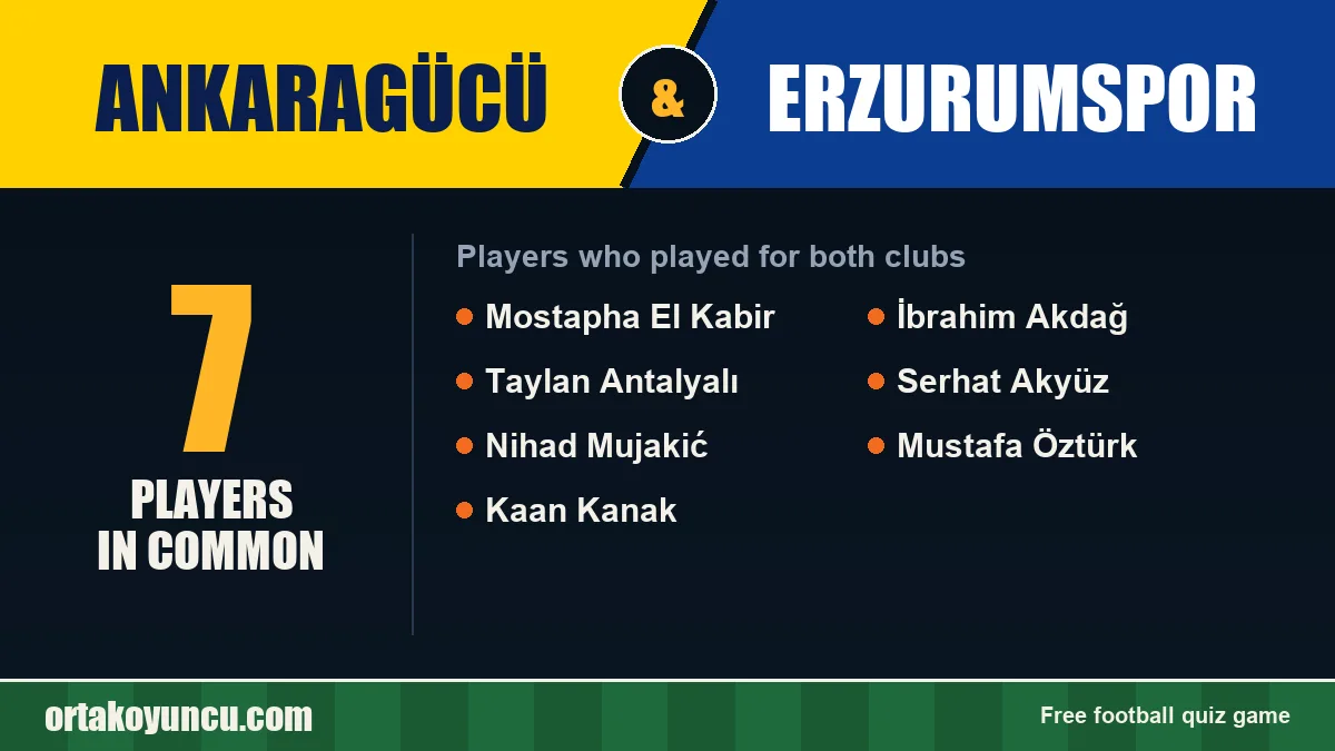 Players who played for both Ankaragücü and Erzurumspor: 7 players