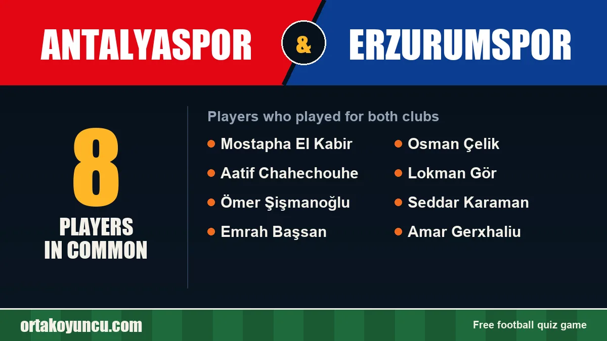 Players who played for both Antalyaspor and Erzurumspor: 8 players
