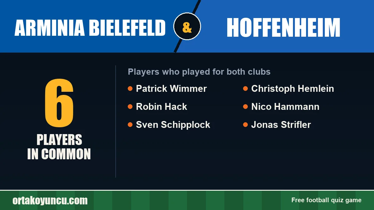 Players who played for both Arminia Bielefeld and Hoffenheim: 6 players
