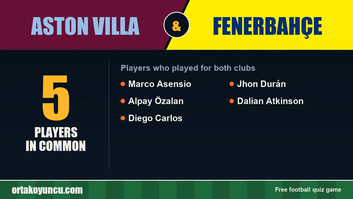Players who played for both Aston Villa and Fenerbahçe: 5 players