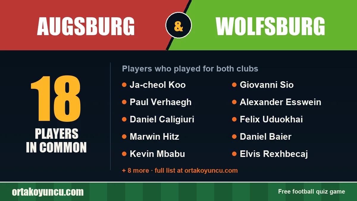 Players who played for both Augsburg and Wolfsburg: 18 players