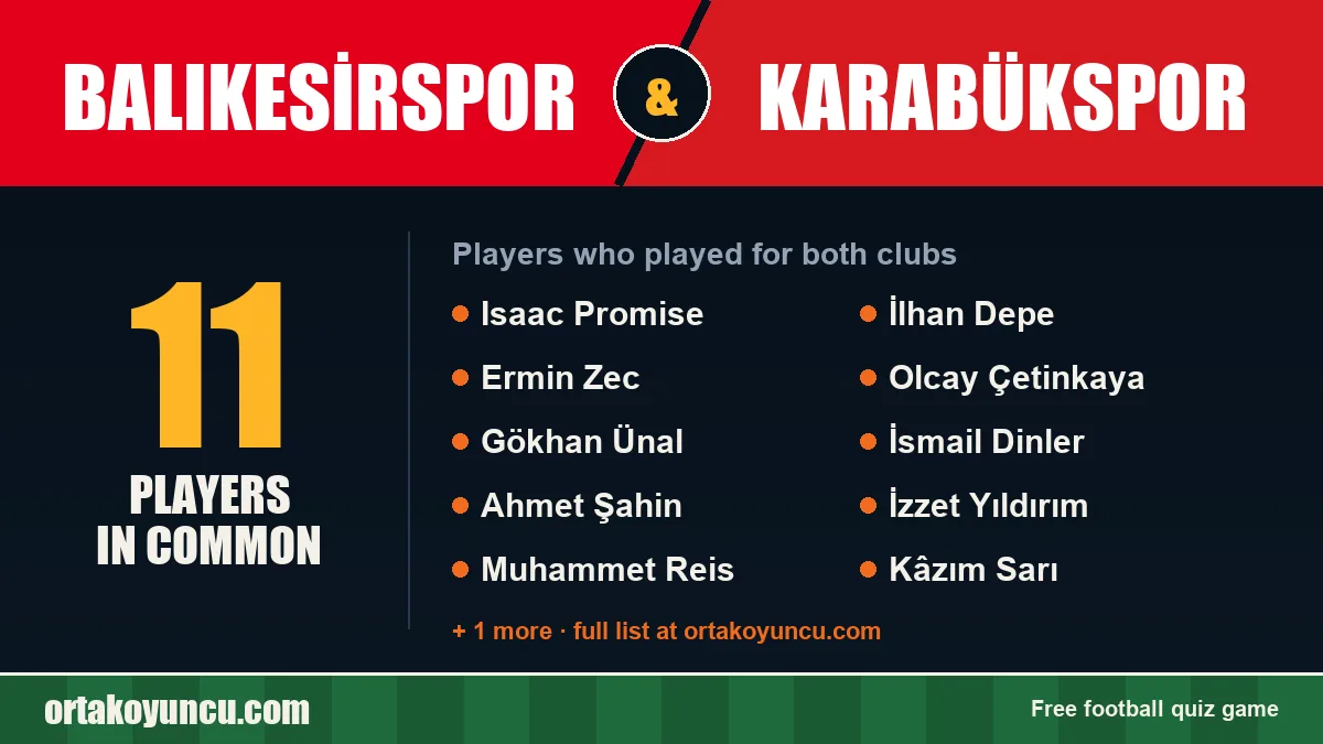 Players who played for both Balıkesirspor and Karabükspor: 11 players