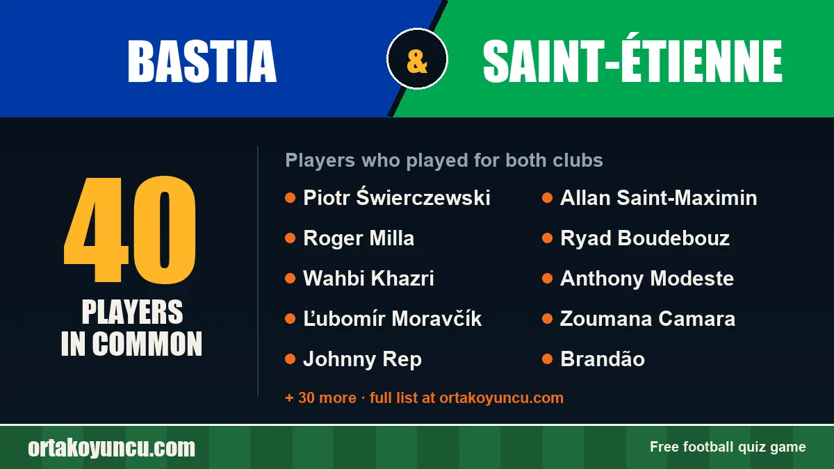 Players who played for both Bastia and Saint-Étienne: 40 players