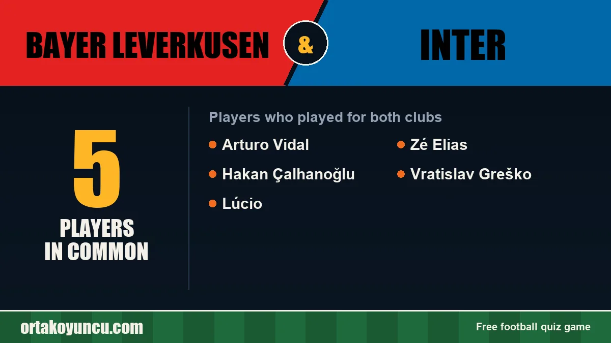 Players who played for both Bayer Leverkusen and Inter: 5 players