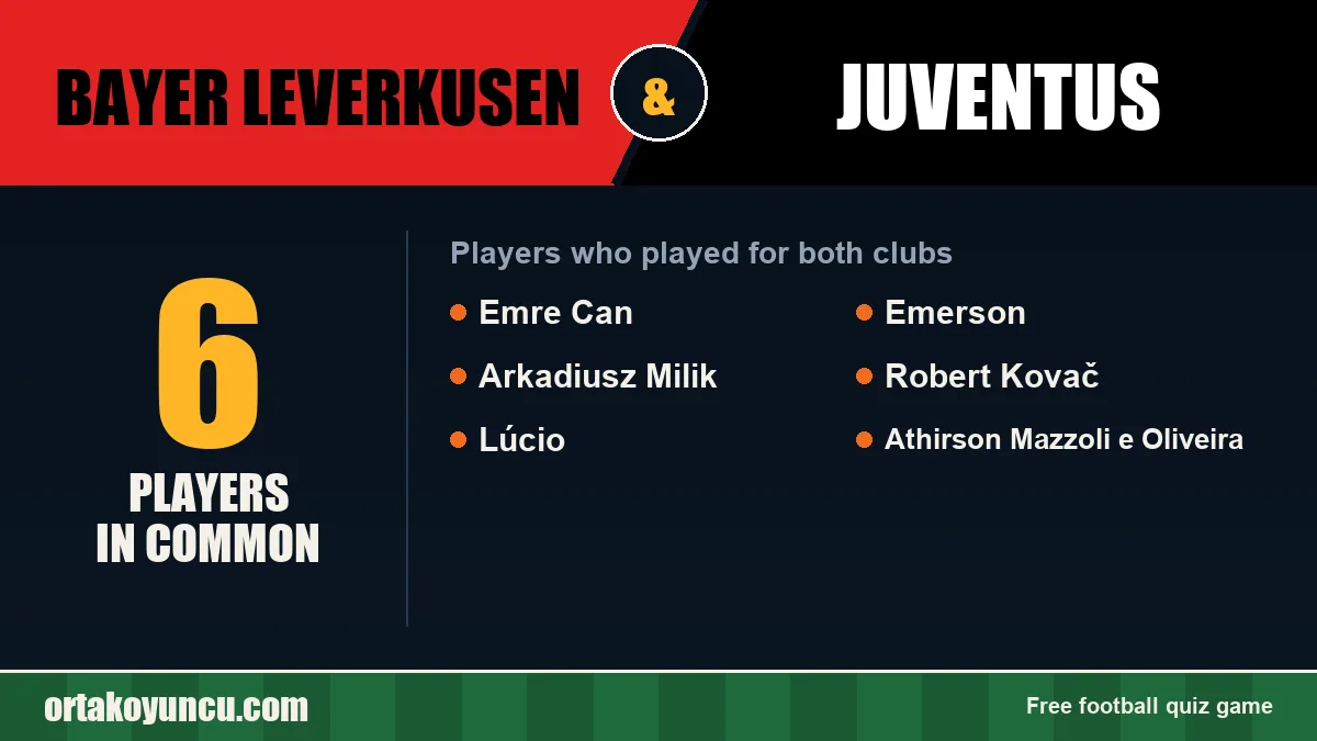 Players who played for both Bayer Leverkusen and Juventus: 6 players
