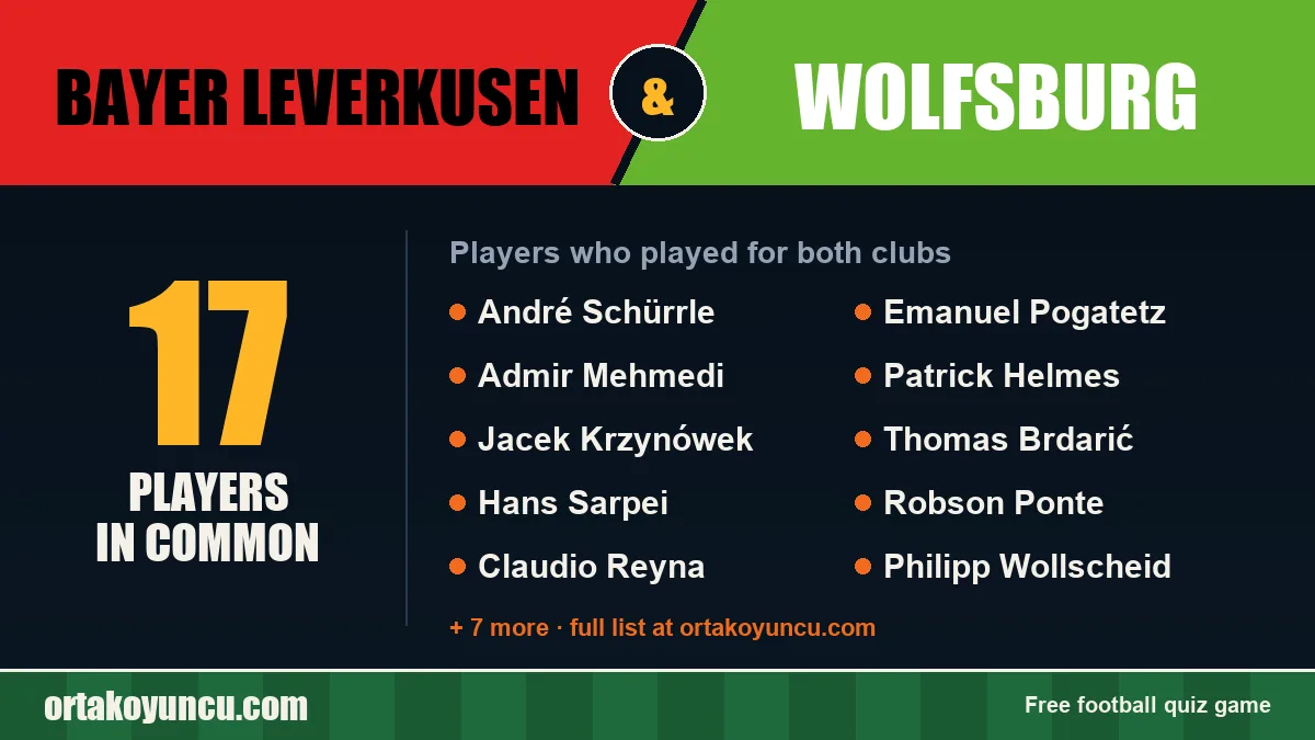 Players who played for both Bayer Leverkusen and Wolfsburg: 17 players