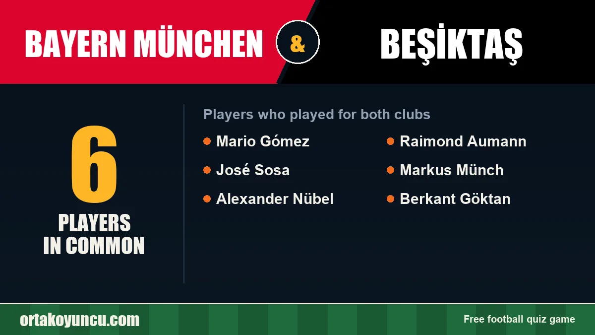Players who played for both Bayern München and Beşiktaş: 6 players