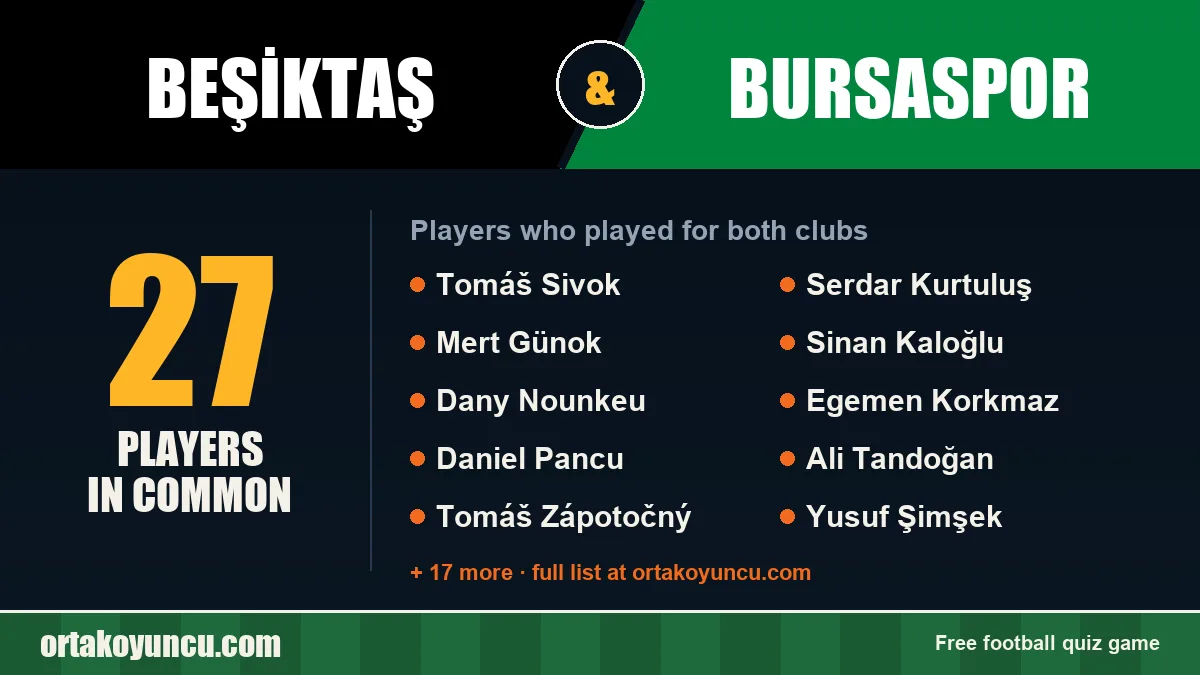 Players who played for both Beşiktaş and Bursaspor: 27 players