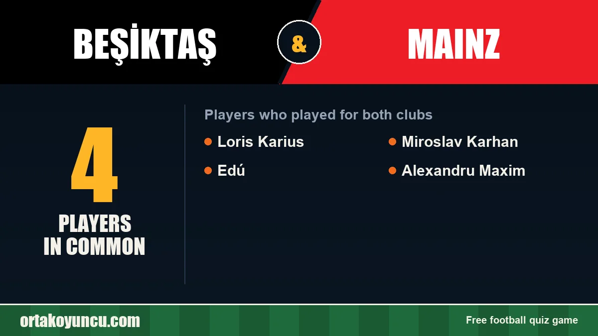 Players who played for both Beşiktaş and Mainz: 4 players