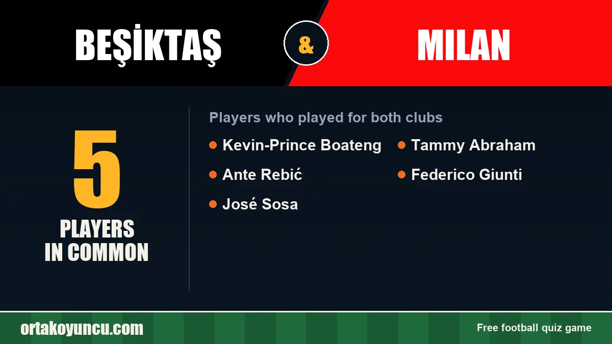 Players who played for both Beşiktaş and Milan: 5 players