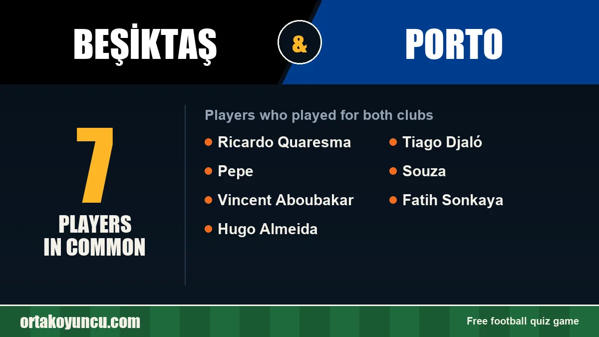 Players who played for both Beşiktaş and Porto: 7 players
