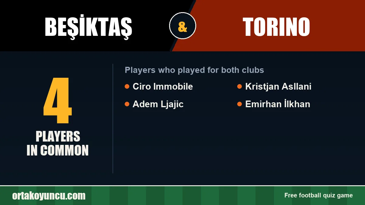 Players who played for both Beşiktaş and Torino: 4 players