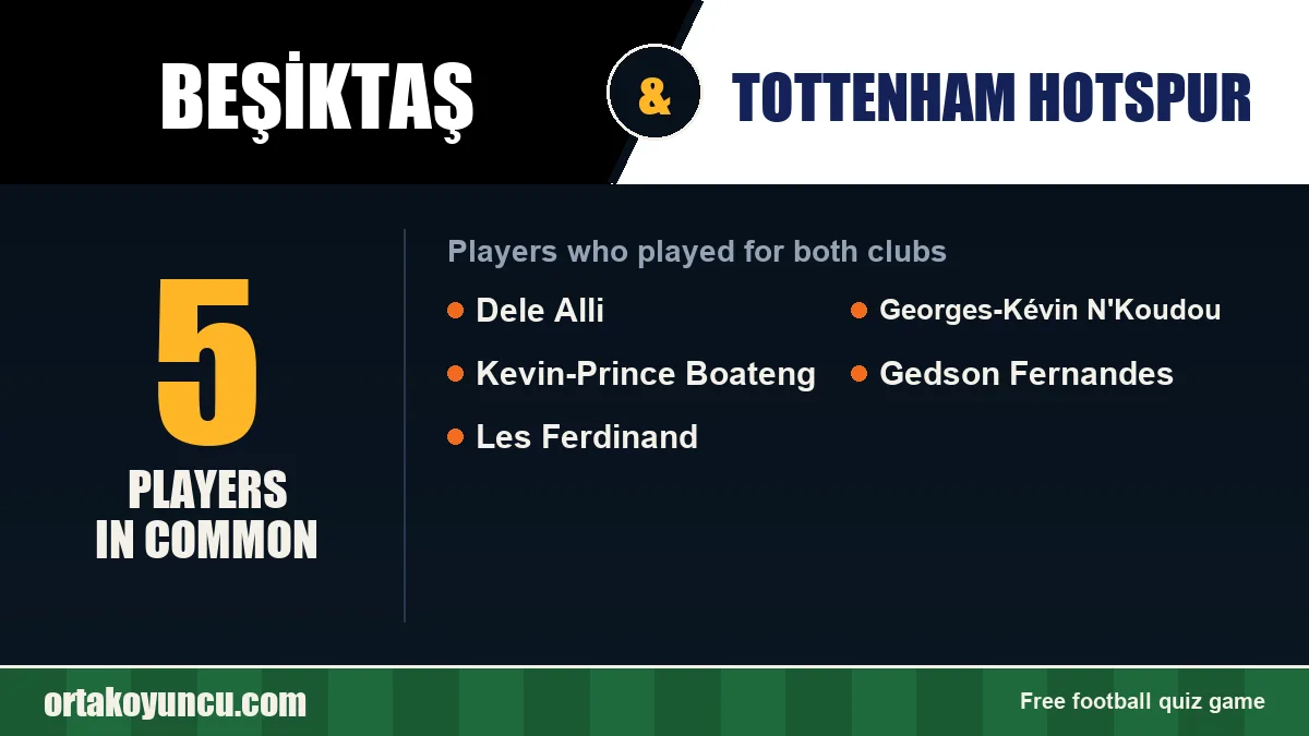 Players who played for both Beşiktaş and Tottenham Hotspur: 5 players