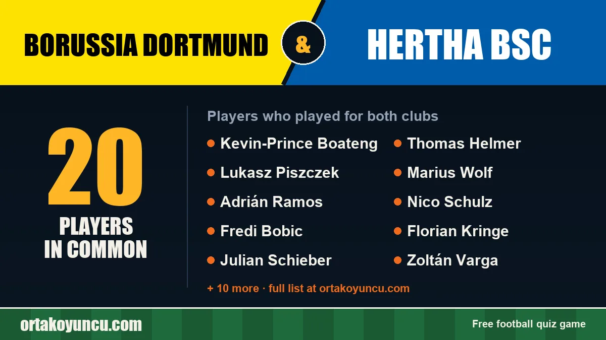 Players who played for both Borussia Dortmund and Hertha BSC: 20 players