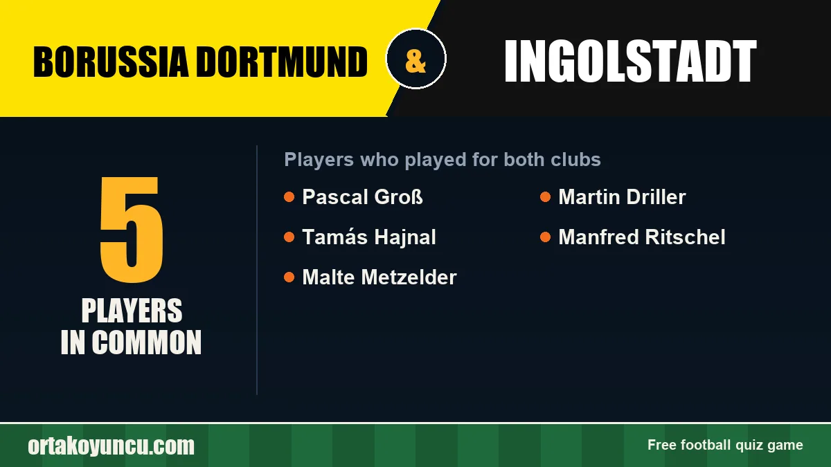 Players who played for both Borussia Dortmund and Ingolstadt: 5 players