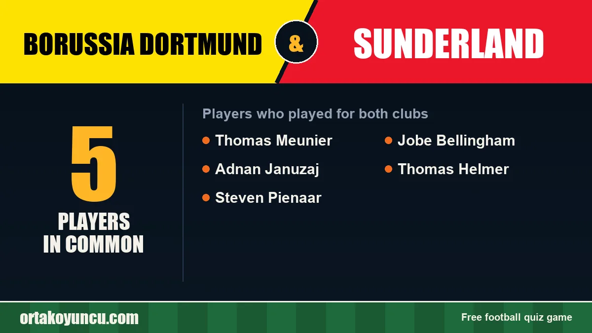 Players who played for both Borussia Dortmund and Sunderland: 5 players