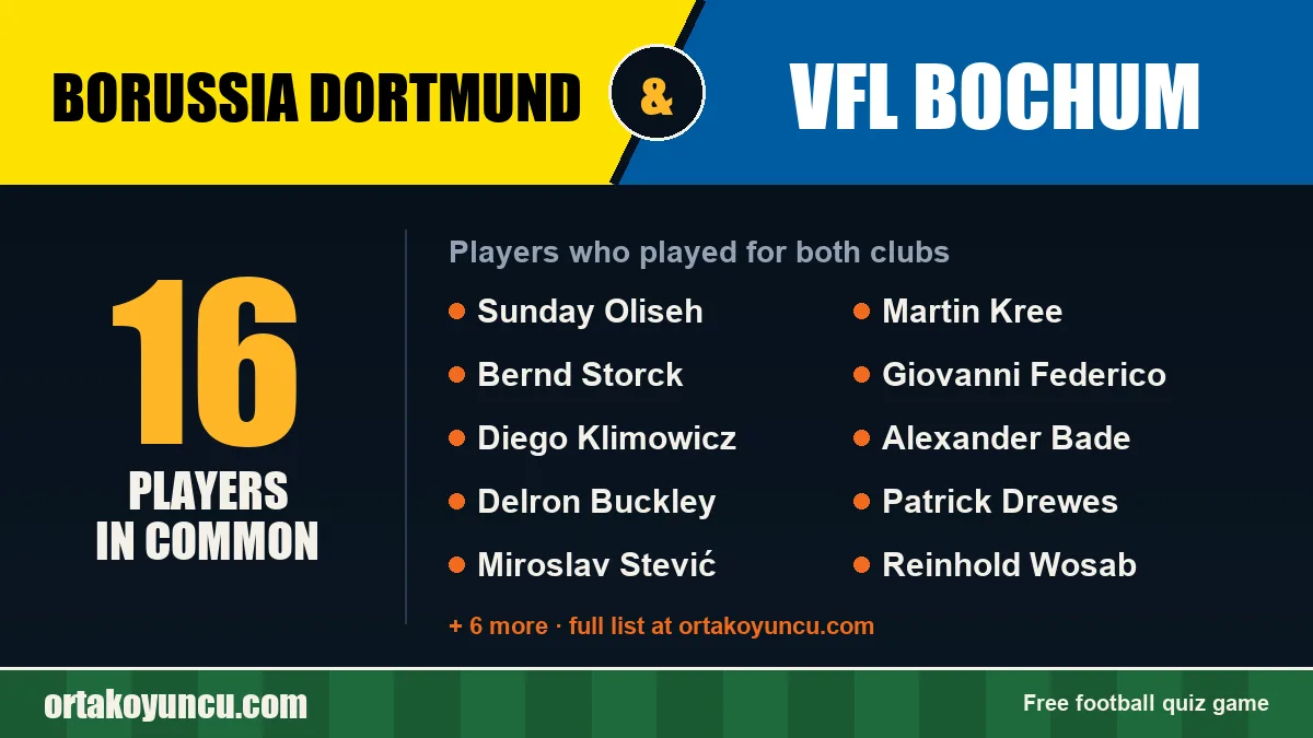 Players who played for both Borussia Dortmund and VfL Bochum: 16 players