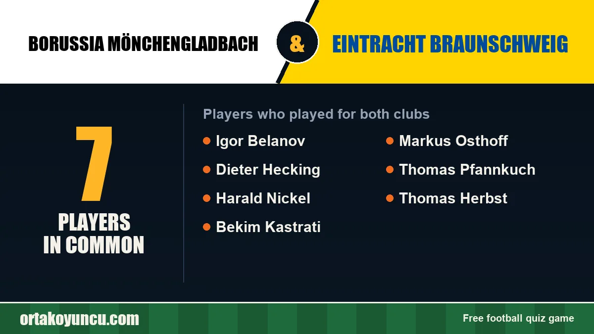 Players who played for both Borussia Mönchengladbach and Eintracht Braunschweig: 7 players