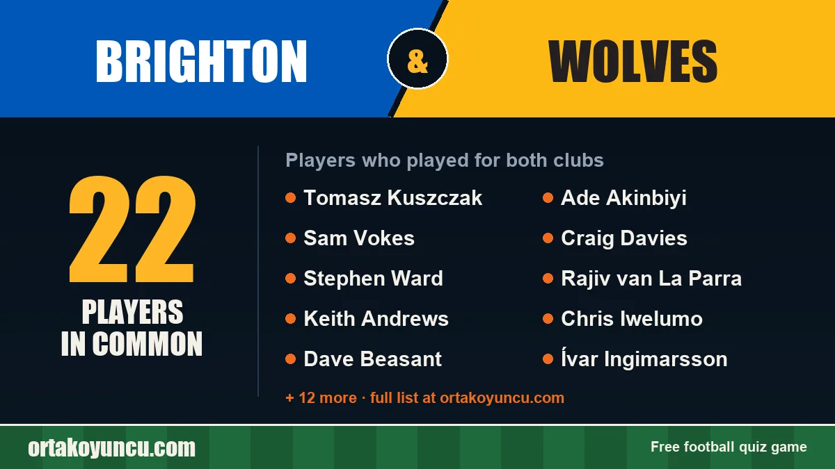 Players who played for both Brighton and Wolves: 22 players