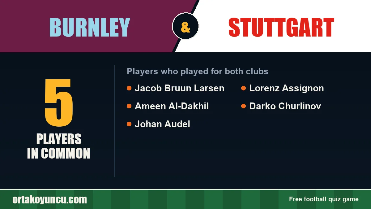 Players who played for both Burnley and Stuttgart: 5 players