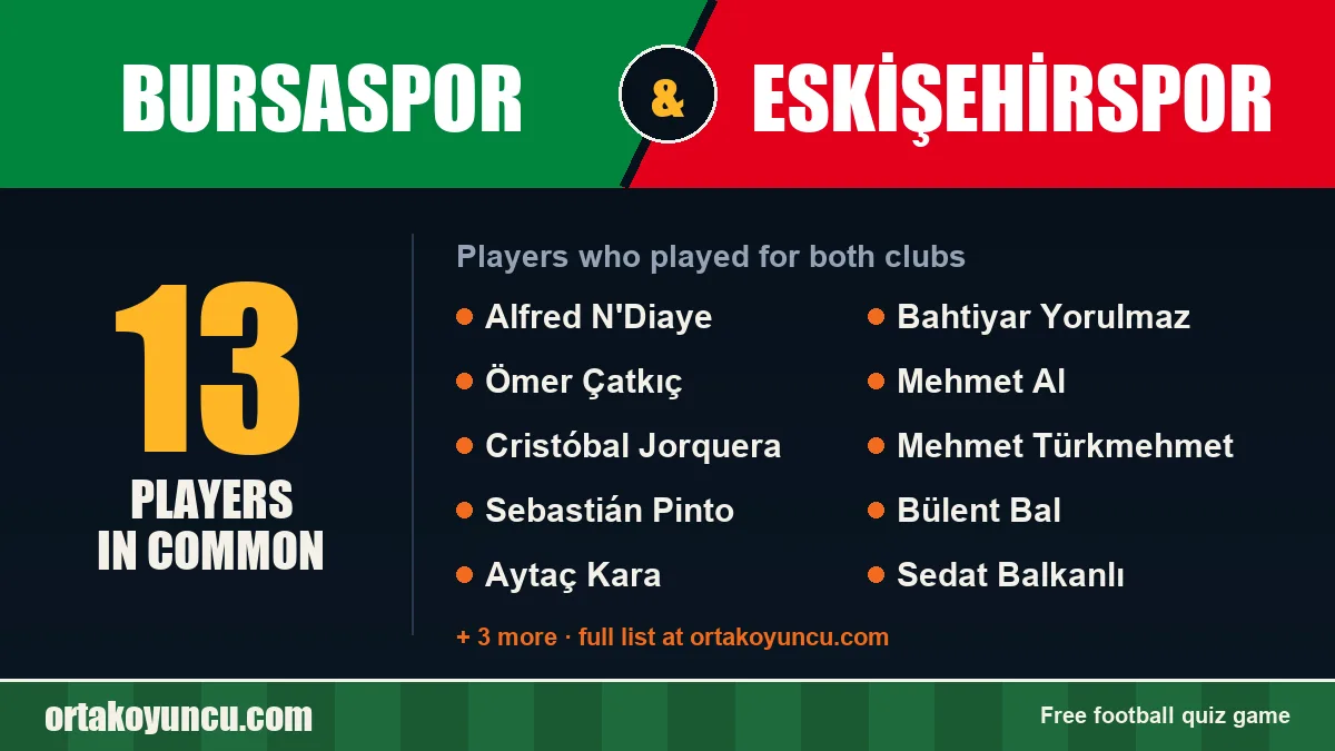 Players who played for both Bursaspor and Eskişehirspor: 13 players