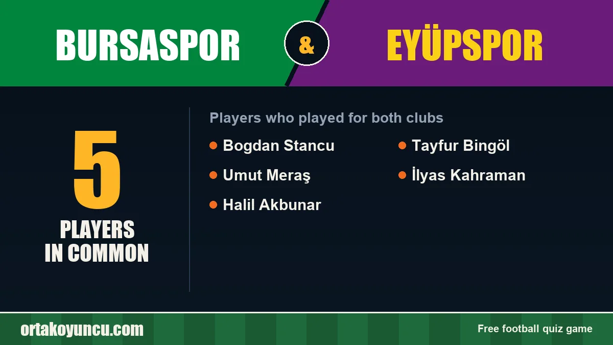 Players who played for both Bursaspor and Eyüpspor: 5 players