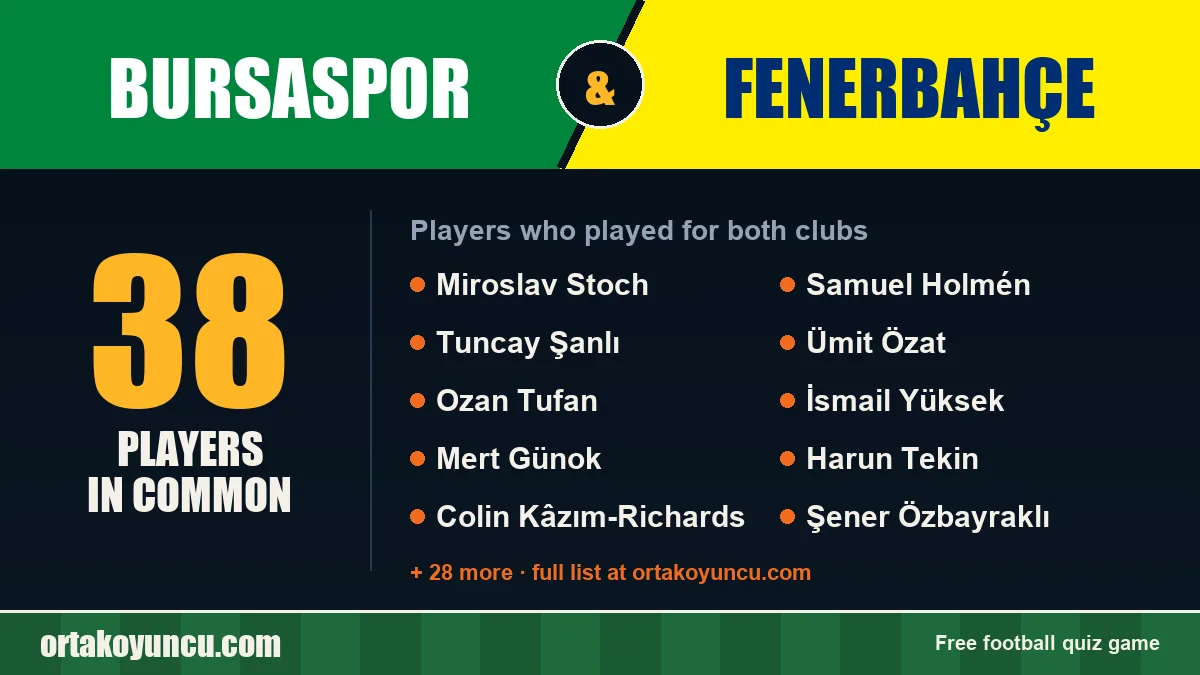 Players who played for both Bursaspor and Fenerbahçe: 38 players