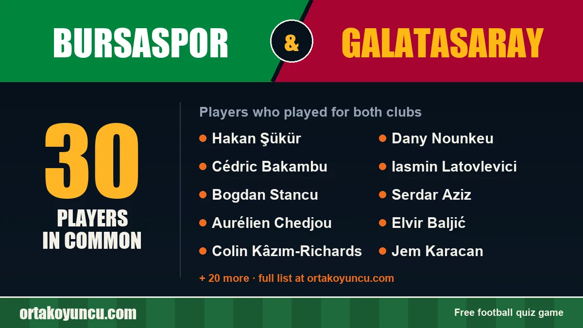 Players who played for both Bursaspor and Galatasaray: 30 players