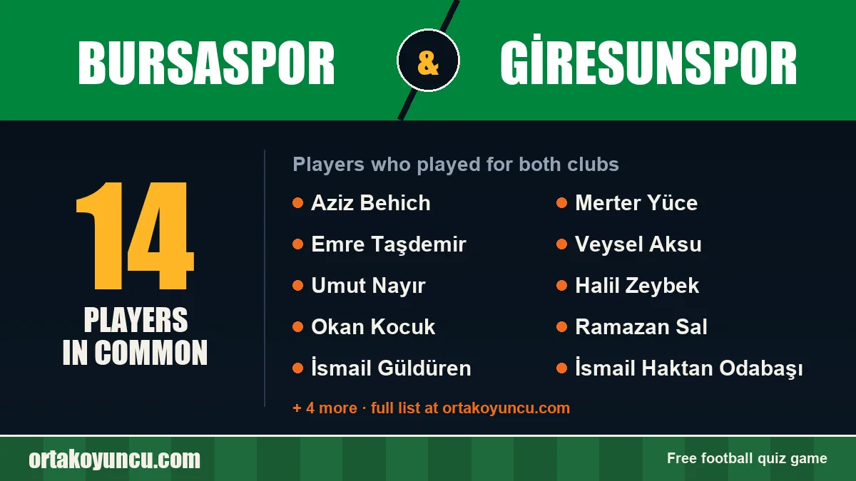 Players who played for both Bursaspor and Giresunspor: 14 players