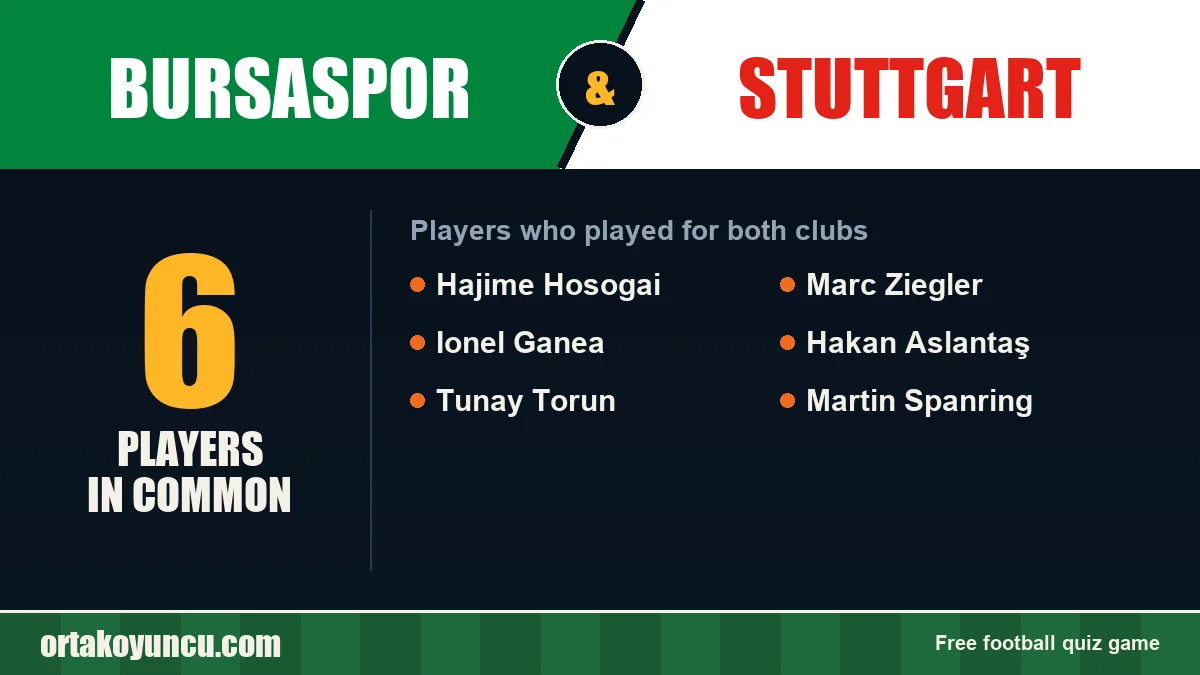 Players who played for both Bursaspor and Stuttgart: 6 players