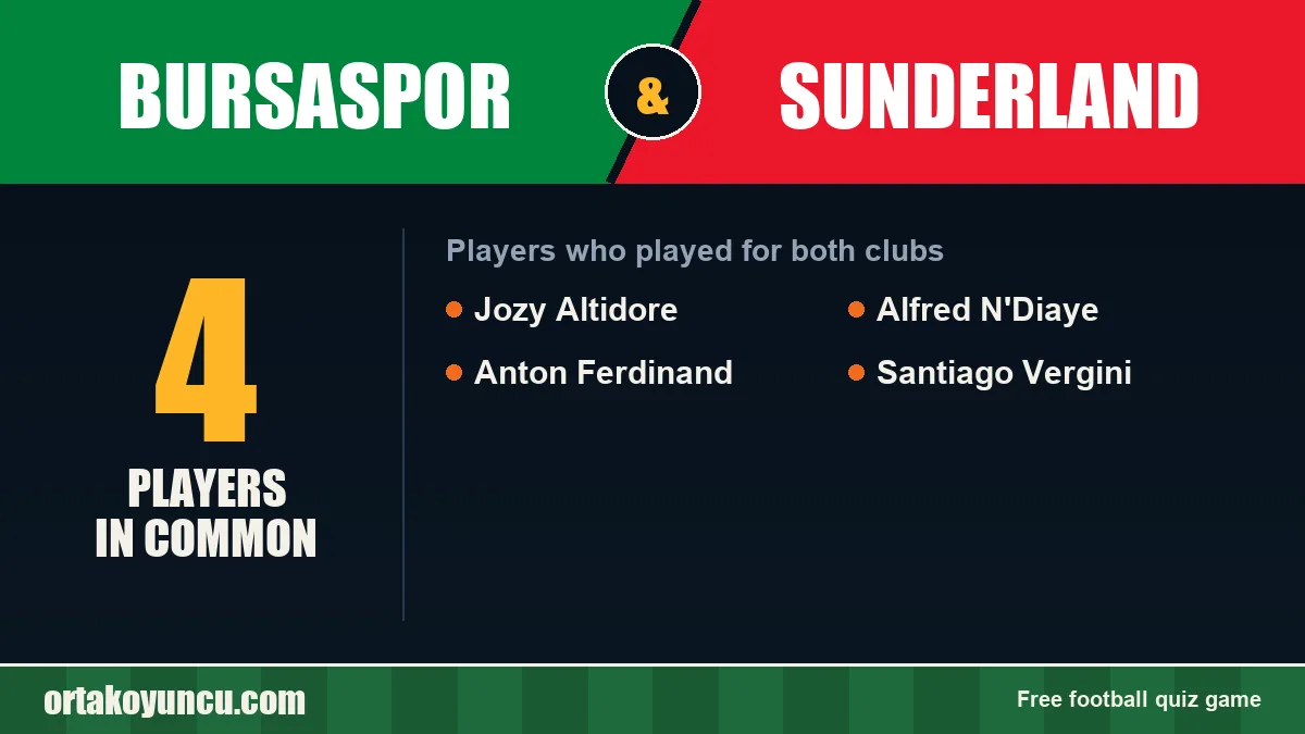 Players who played for both Bursaspor and Sunderland: 4 players