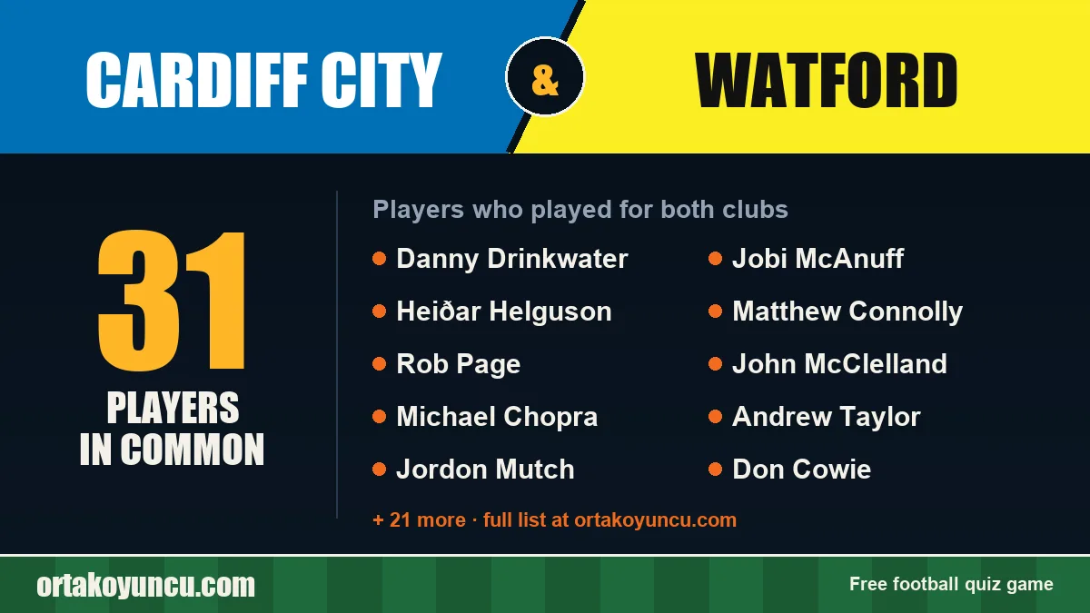 Players who played for both Cardiff City and Watford: 31 players