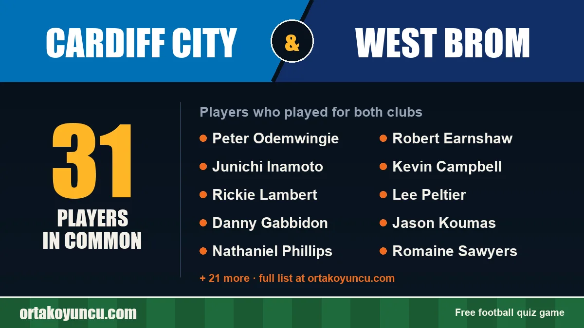 Players who played for both Cardiff City and West Brom: 31 players