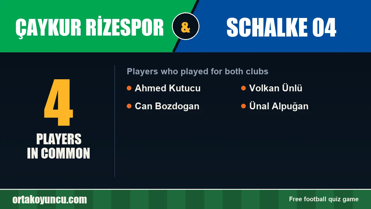 Players who played for both Çaykur Rizespor and Schalke 04: 4 players