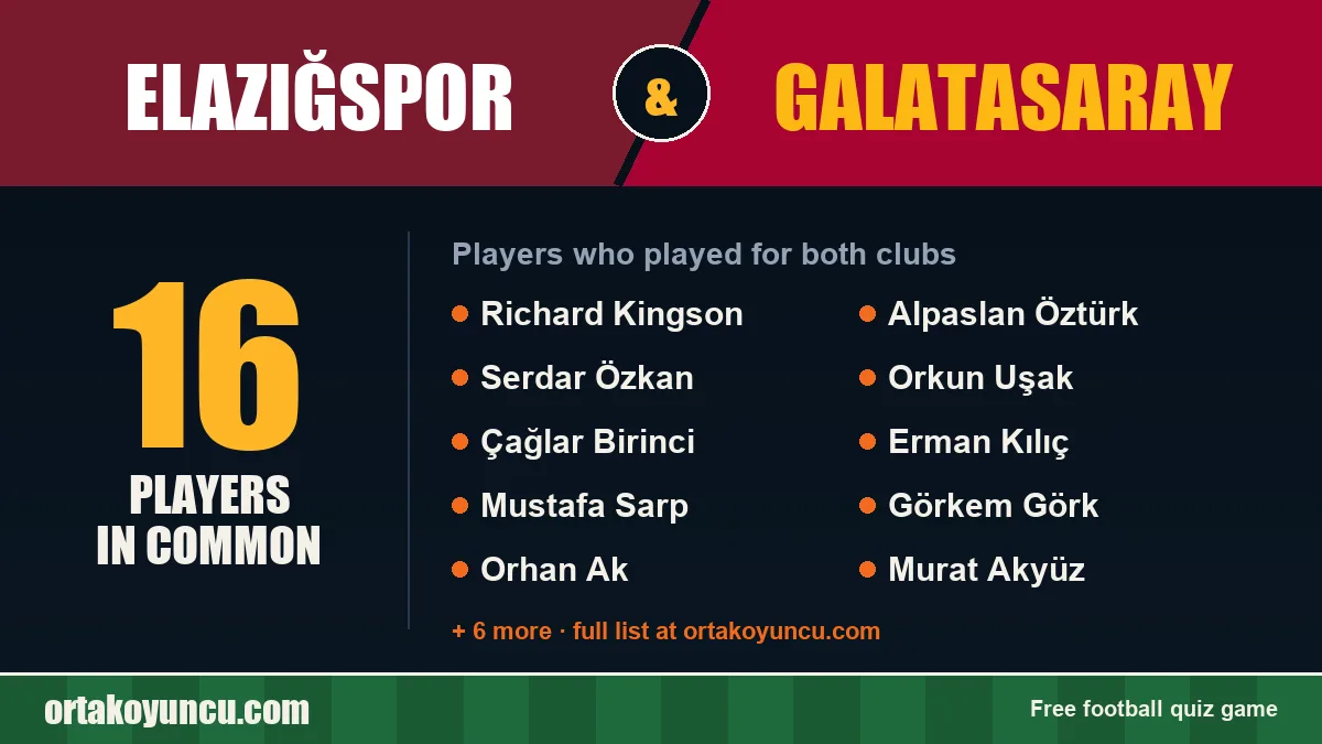 Players who played for both Elazığspor and Galatasaray: 16 players