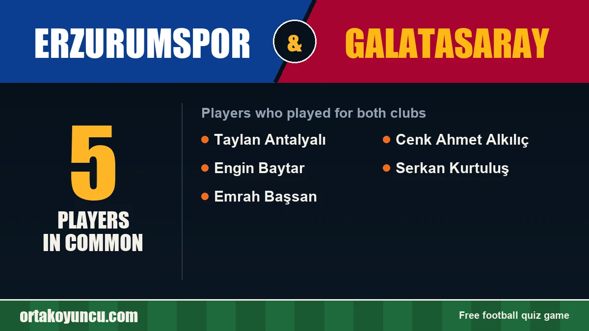 Players who played for both Erzurumspor and Galatasaray: 5 players