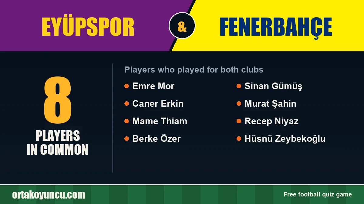 Players who played for both Eyüpspor and Fenerbahçe: 8 players