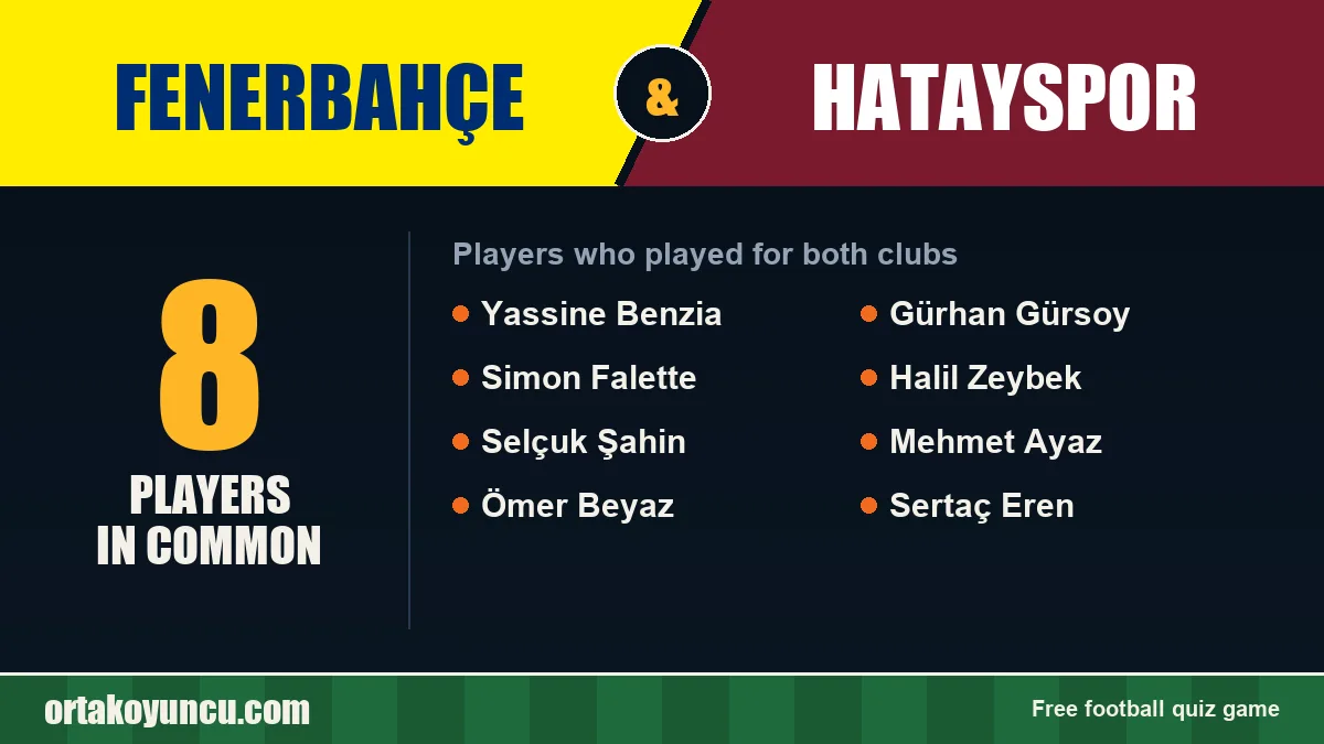 Players who played for both Fenerbahçe and Hatayspor: 8 players