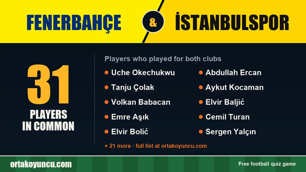 Players who played for both Fenerbahçe and İstanbulspor: 31 players